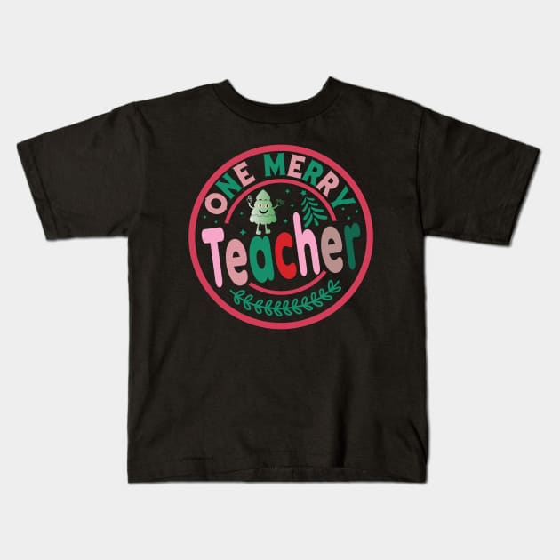 One Merry Teacher Kids T-Shirt by MZeeDesigns